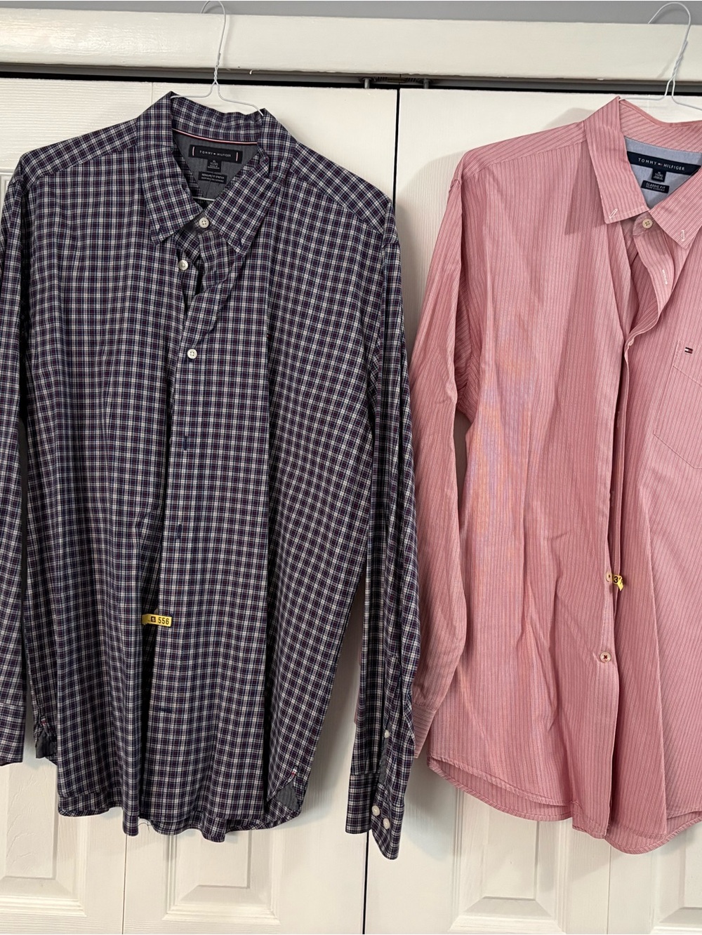 Tommy Hilfiger Men’s Pink and Navy Patterned Dress Shirts